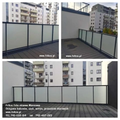Folie na szklane balkony Warszawa - Usługa oklejania balkonów folią prywatyzującą -Folie matowe na szyby balkonowe Warszawa TEL.792-457-282