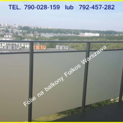 Folie na szklane balkony Warszawa - Usługa oklejania balkonów folią prywatyzującą -Folie matowe na szyby balkonowe Warszawa TEL.792-457-282