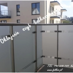 Folie na szklane balkony Warszawa - Usługa oklejania balkonów folią prywatyzującą -Folie matowe na szyby balkonowe Warszawa TEL.792-457-282
